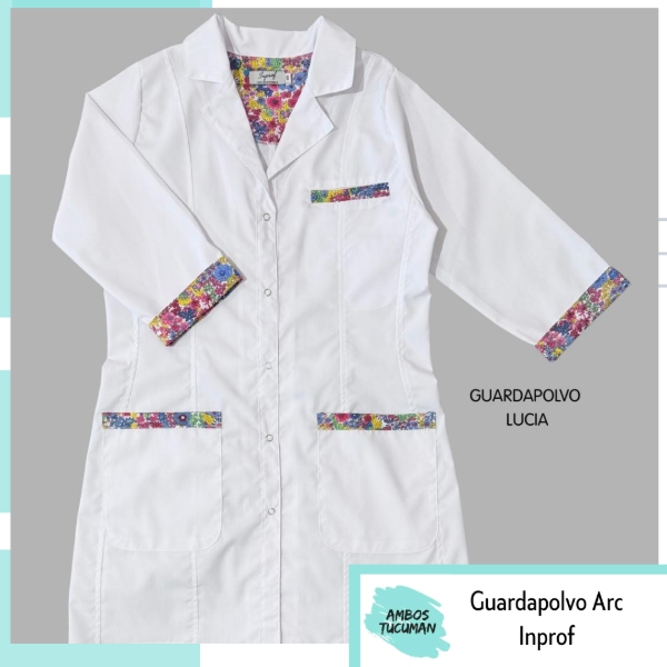 Producto - Guardapolvo Inprof Lucía (Blanco detalle Flores) - 0