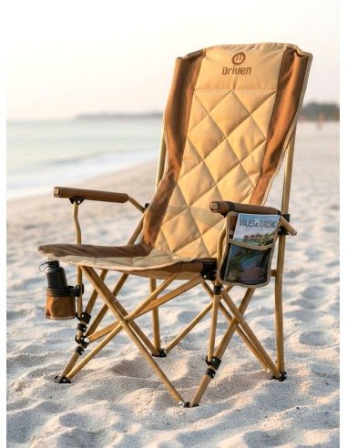 Producto - AD-0180/BM Silla plegable c/porta vaso y bolsillo camping Nela Marrón