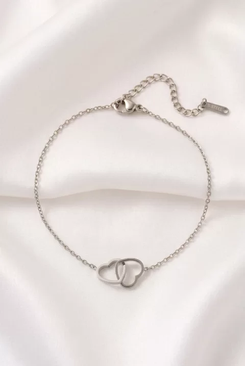 Producto - Pulsera Dos Corazones - Plateado