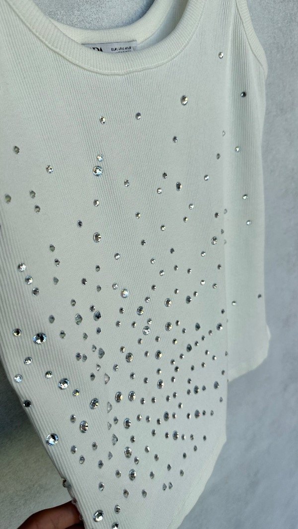 Producto - Top acanalado con pedrería Zara TS - 6