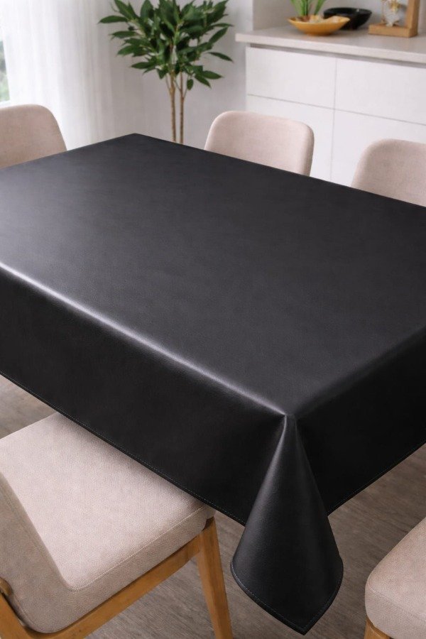 Producto - Mantel Redondo 1,40mts liso negro Ecocuero (Efectivo: 14.000)