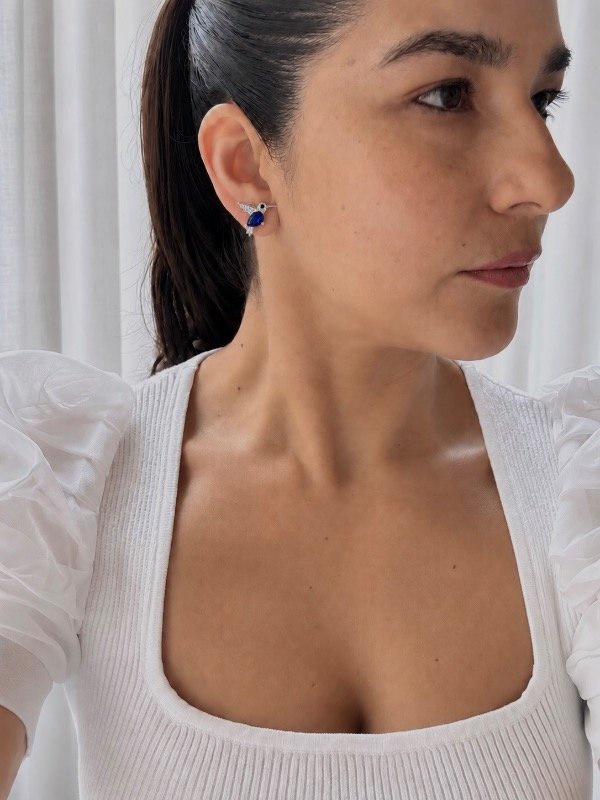 Producto - Aros colibrí con CUBICS Azul (12 mm) - 1