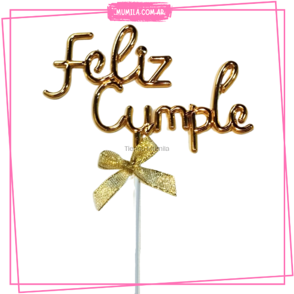 Producto - Topper Feliz cumple dorado FC06