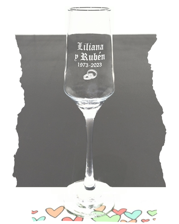 Producto - Copa de champagne con nombres y fecha - Regalo de aniversario