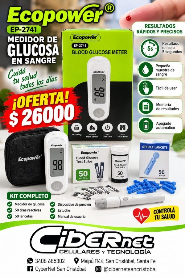 Producto - medidor de glucosa en sangre Ecopower
