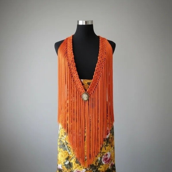 Producto - TIRA DE FLECOS DE SEDA NARANJA