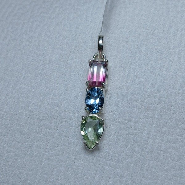 Producto - Dije Plata 925 mix turmalina rosa/topacio celeste/berilo