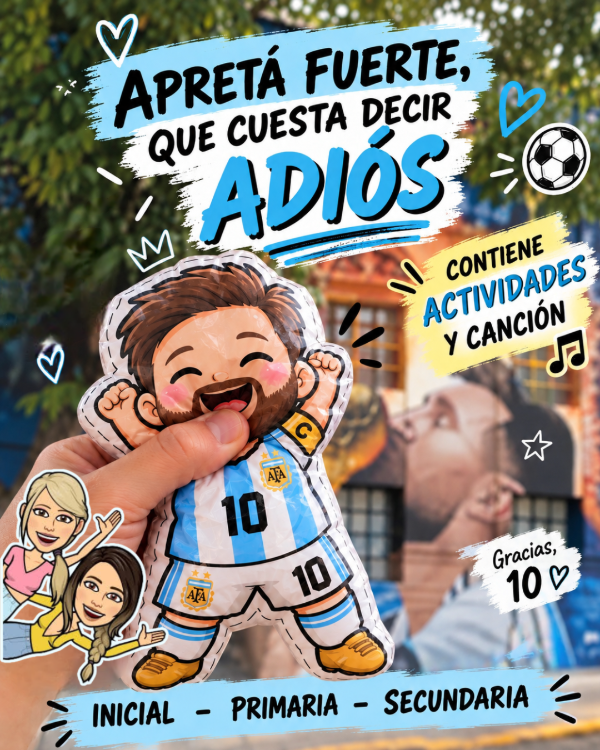 Producto - SQUISHIE MESSI y ACTIVIDADES. APRETÁ FUERTE QUE CUESTA DECIR ADIÓS