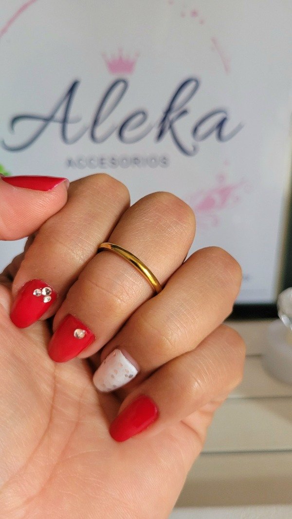 Producto - Alianza lisa fina de acero dorado - 0