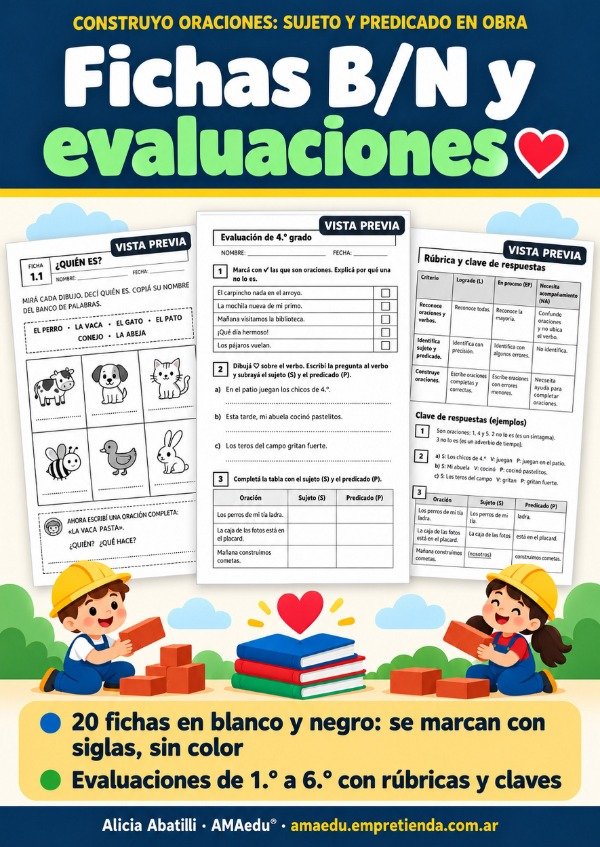 Producto - CONSTRUYO ORACIONES - Sujeto y Predicado (Primero a Sexto Grado) - 7