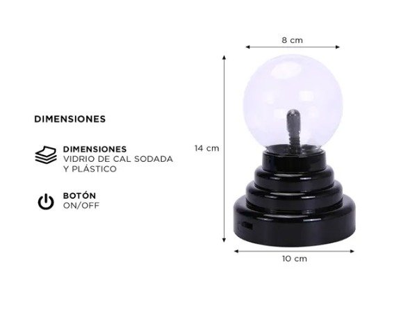 Producto - Lámpara De Plasma Eléctrica Bola De Luz Con Rayos -Gadnic - 3