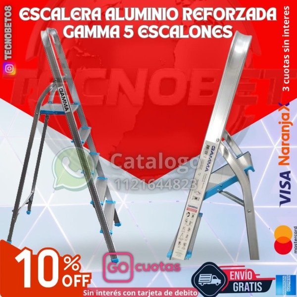 Producto - ESCALERA DE ALUMINIO REFORZADA GAMMA 5 ESCALONES