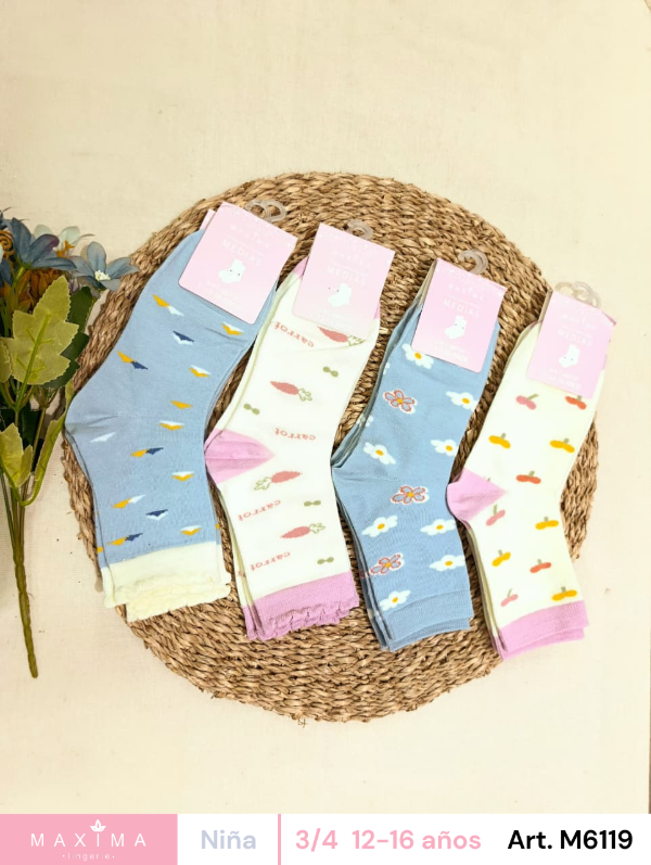 Producto - Art. M6119 - MAXIMA- Docena Medias 3/4 Algodon Estampado