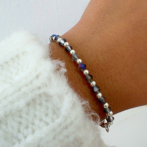 Producto - PULSERA CRISTALES CONICOS CELESTE TORNASOLADO