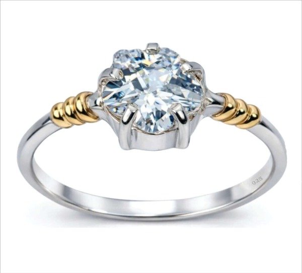 Producto - Anillo Compromiso Plata y Oro (Cod. B-405)