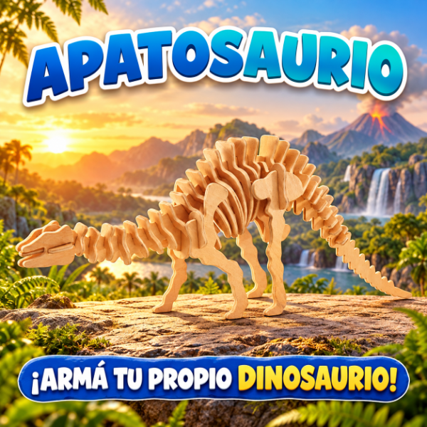 Producto - Dinosaurio Apatosaurio En Madera Rompecabeza 3d De Encastre - 4