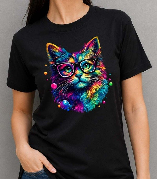 Producto - Remeras Negras Unisex Gatos y Perros Psicodelicos - 0