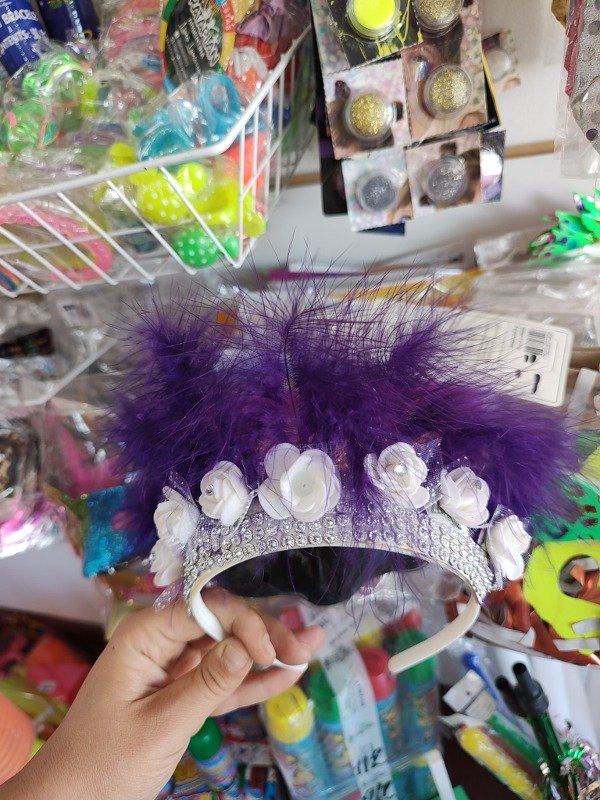 Producto - Vincha strass con rosas y plumas