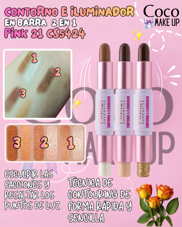 Producto - CONTORNO E ILUMINADOR EN BARRA - PINK 21 - CS5424
