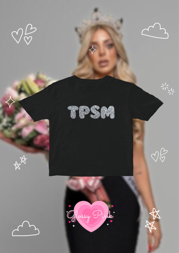 Producto - Baby Tee TPSM glitter plateado algodón