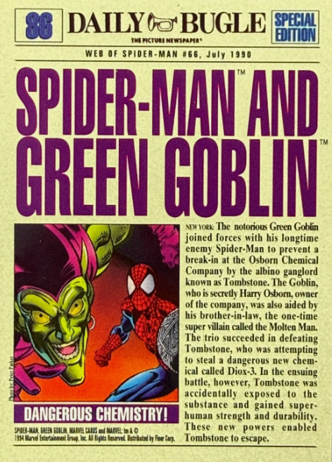 Producto - 1994 Fleer The Amazing Spider-Man #86 - Spider-Man and Green Goblin - 1