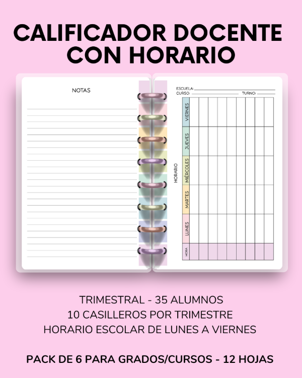 Producto - REPUESTO CALIFICADOR DOCENTE A5 TRIMESTRAL CON HORARIO - 1