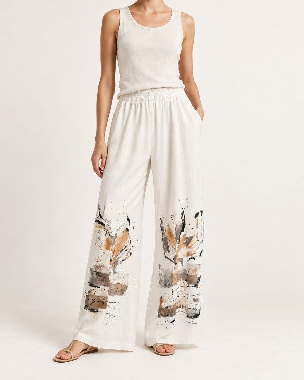 Producto - Pantalón Lino Blanco 203 - 0