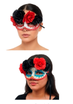 Producto - ANTIFAZ HALLOWEEN CATRINA CON GIBRE Y FLORES X1