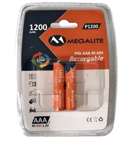 Producto - Pila AAA Recargables Blister Megalite  1200 Mah