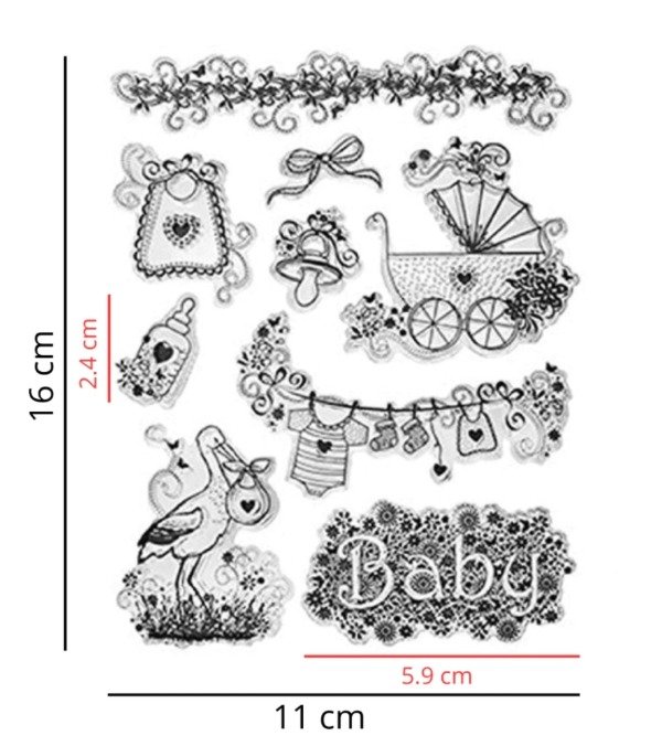 Producto - Plancha de sellos bebe, cigüeña