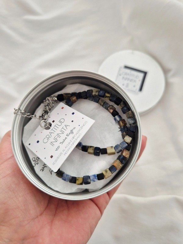 Producto - Collar Acero Domenica (Cuarzo ahumado, ojo de tigre, turmalina)
