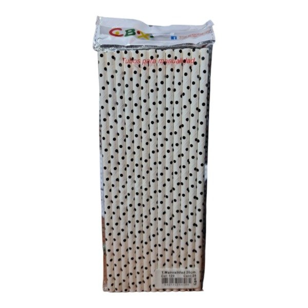 Producto - sorbetes blanco lunar negro polipapel x 25 uni