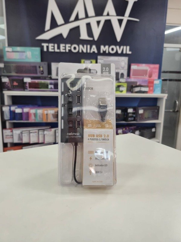 Producto - HUB USB a 4 puertos USB 2.0 con Switch Netmak NM-AC08