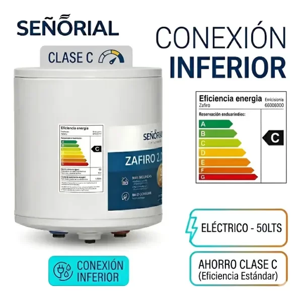 Producto - Termotanque Eléctrico Señorial Zafiro 2.0 50lts Conexión Inferior - 2