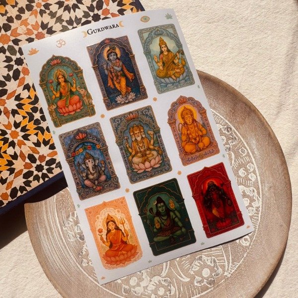 Producto - Plancha de Stickers Deidades Hindúes Relieve