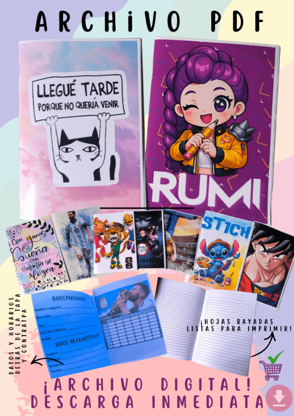 Producto - Cuadernos personalizados- archivo editable