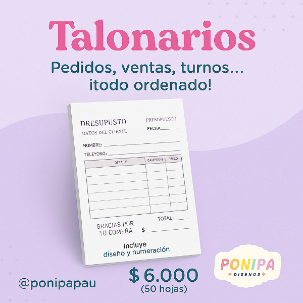 Producto - TALONARIO