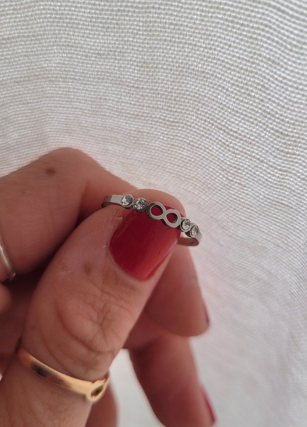 Producto - Anillo cintillo infinito mini + strass AQ