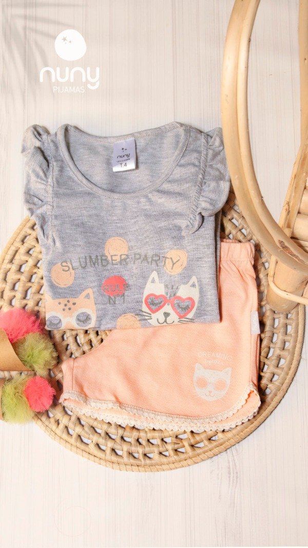 Producto - Pijama Verano NUNY Gris Gatitas