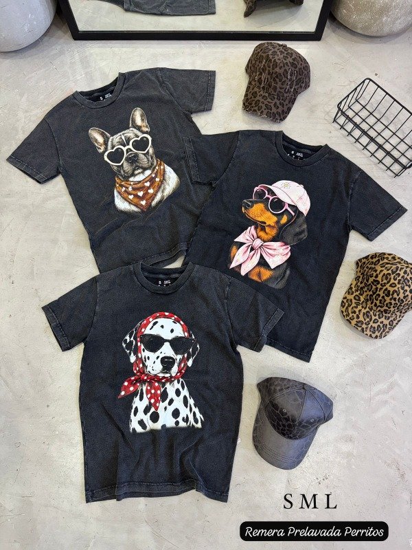 Producto - REMERA PRELAVADA PERRITOS - 0