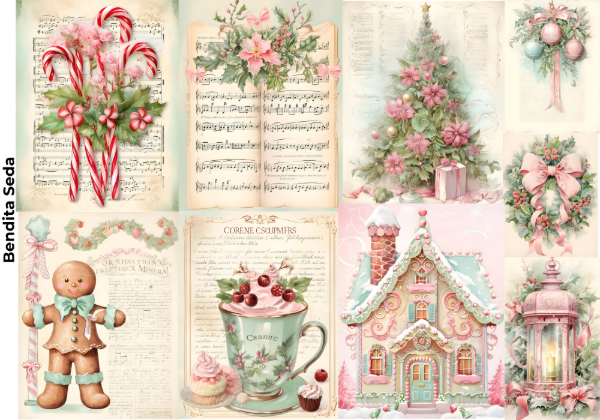 Producto - Bendita Seda 004 Navidad rosa y verde