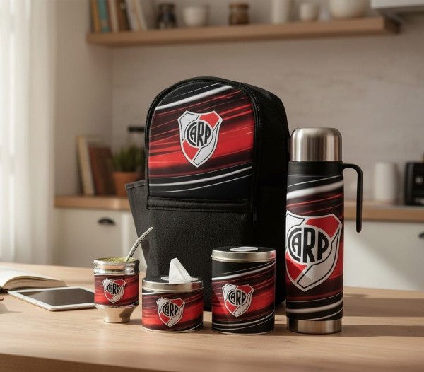 Producto - SET COMPLETO ECOCUERO TERMO ACERO, BOLSO BLANDO RIVER PLATE