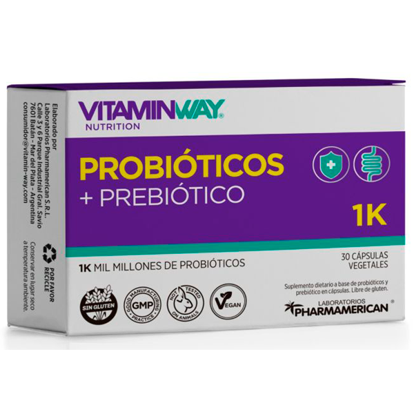 Producto - PROBIÓTICOS 1 K + PREBIÓTICO  30 CÁPSULAS - VITAMINWAY