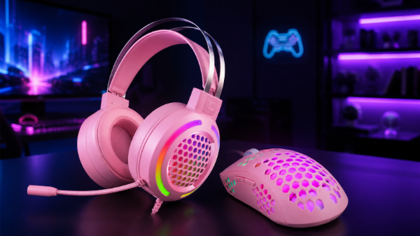 Producto - Combo Gamer Rosa Noga ST-4201 Auricular Y Mouse RGB 6400 DPI