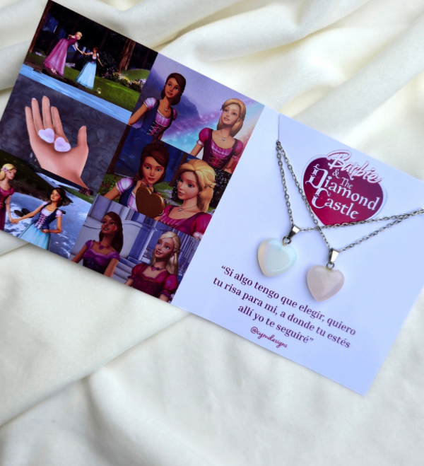 Producto - Par de collares barbie y el castillo de diamantes (piedras naturales)