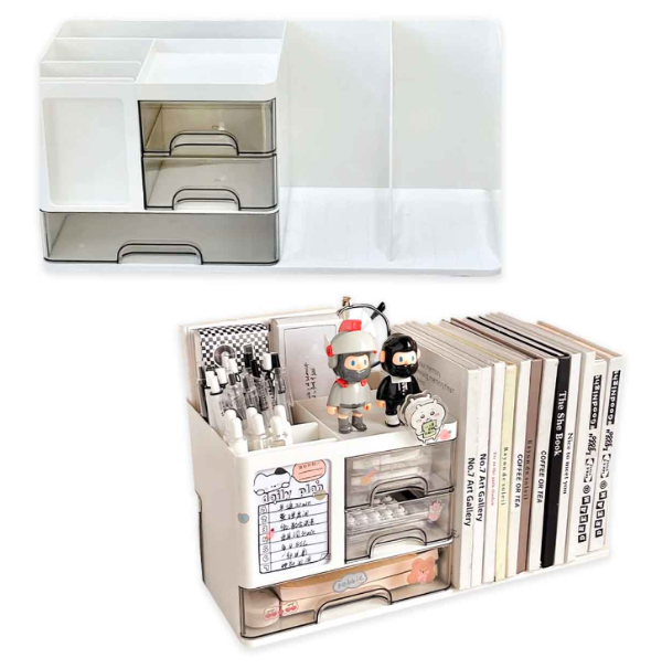 Producto - Organizador de escritorio libros multiuso cajoncitos 35x15x16 cm