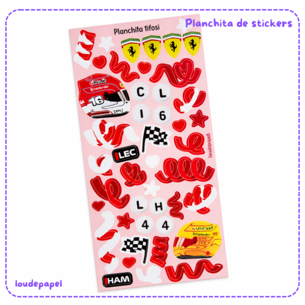 Producto - Ferrari - Planchita de stickers