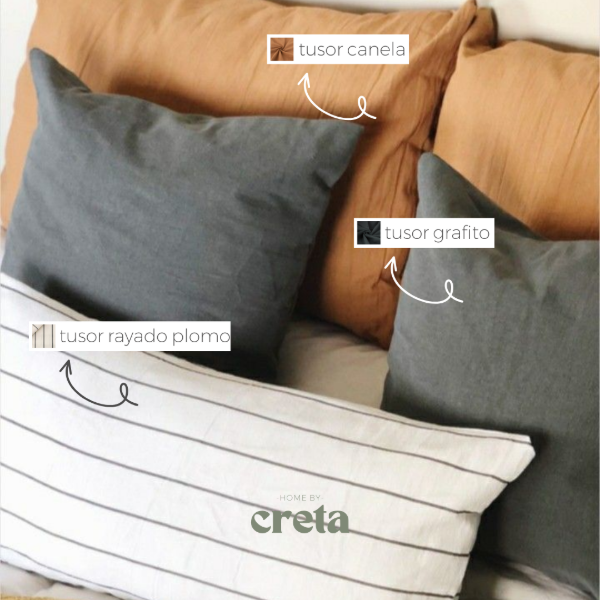 Producto - Funda Almohadón Tusor Estampado Rayado Plomo