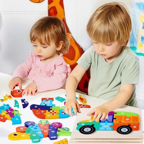 Producto - Rompecabezas Encastre Bloque Madera 3d Animales 1 A 3 Años