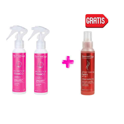 Producto - 2 Protectores Termicos Keratina 120ml + 1 Spray Fijador Fuerte GRATIS BONMETIQUe